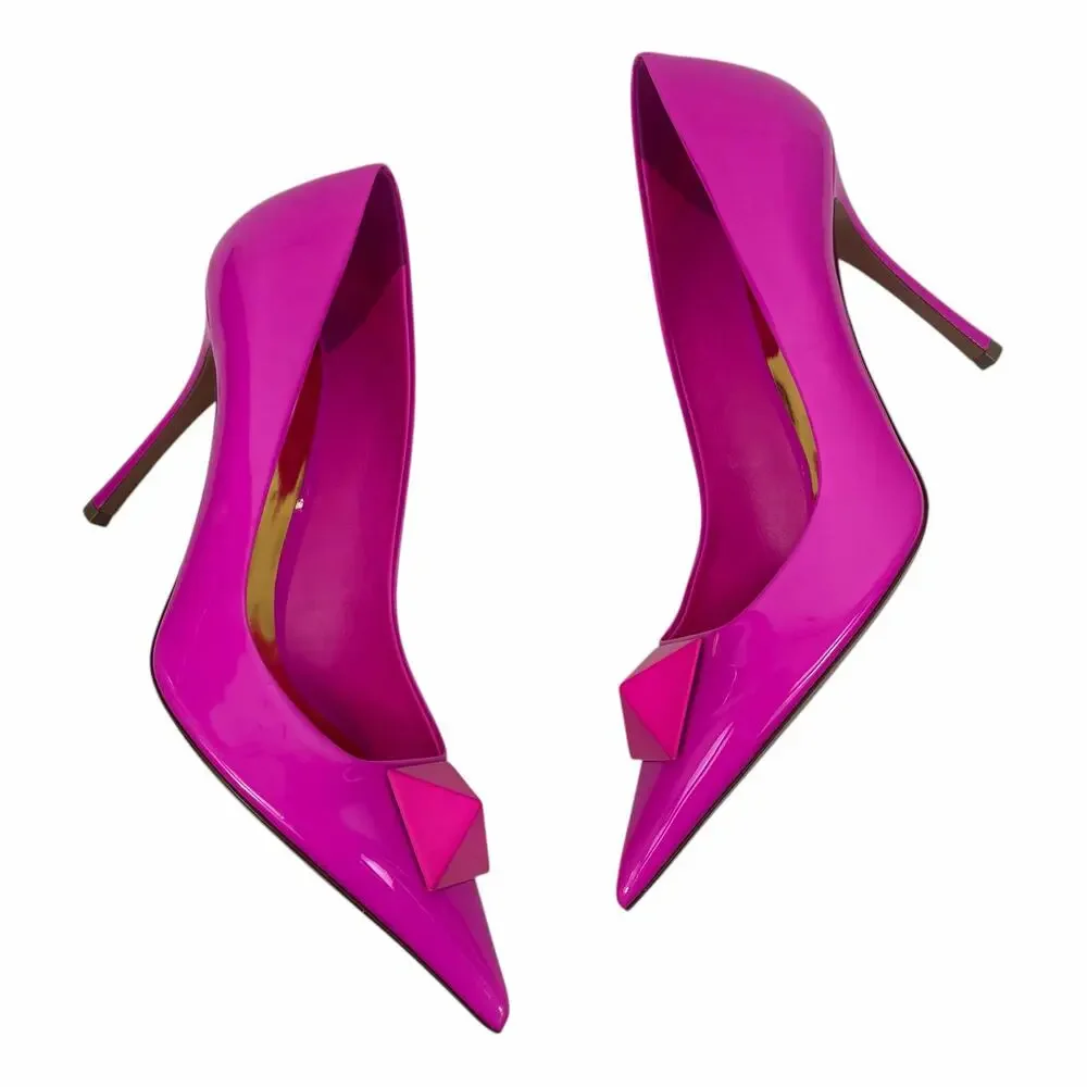 Valentino Garavani One Stud Patent Leather Pump Hot Pink Size 41